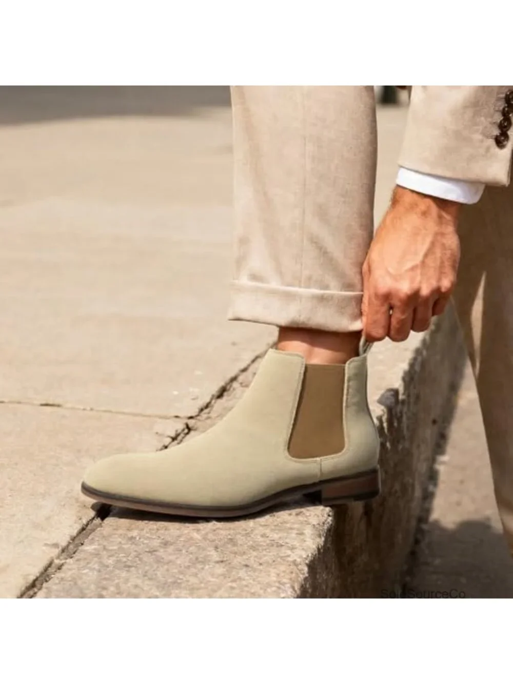 Men's Classic Chelsea Boots Slip-On Dress Ankle Boots Suede PU Leather